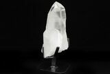 Pristine, Natural Quartz Crystal Point on Metal Stand - Brazil #206906-1